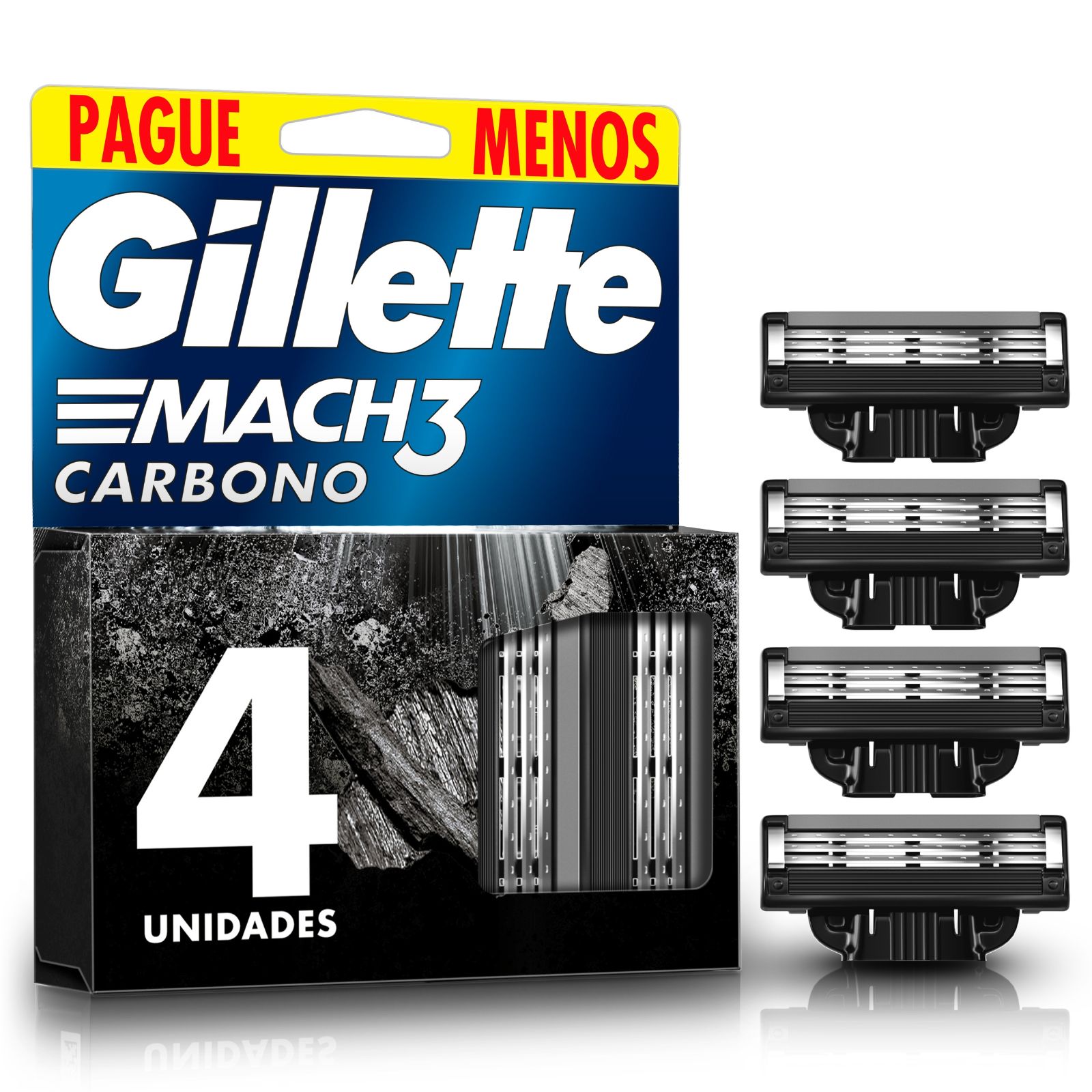 Gillette Mach3 Carbono Cartuchos x4 u.