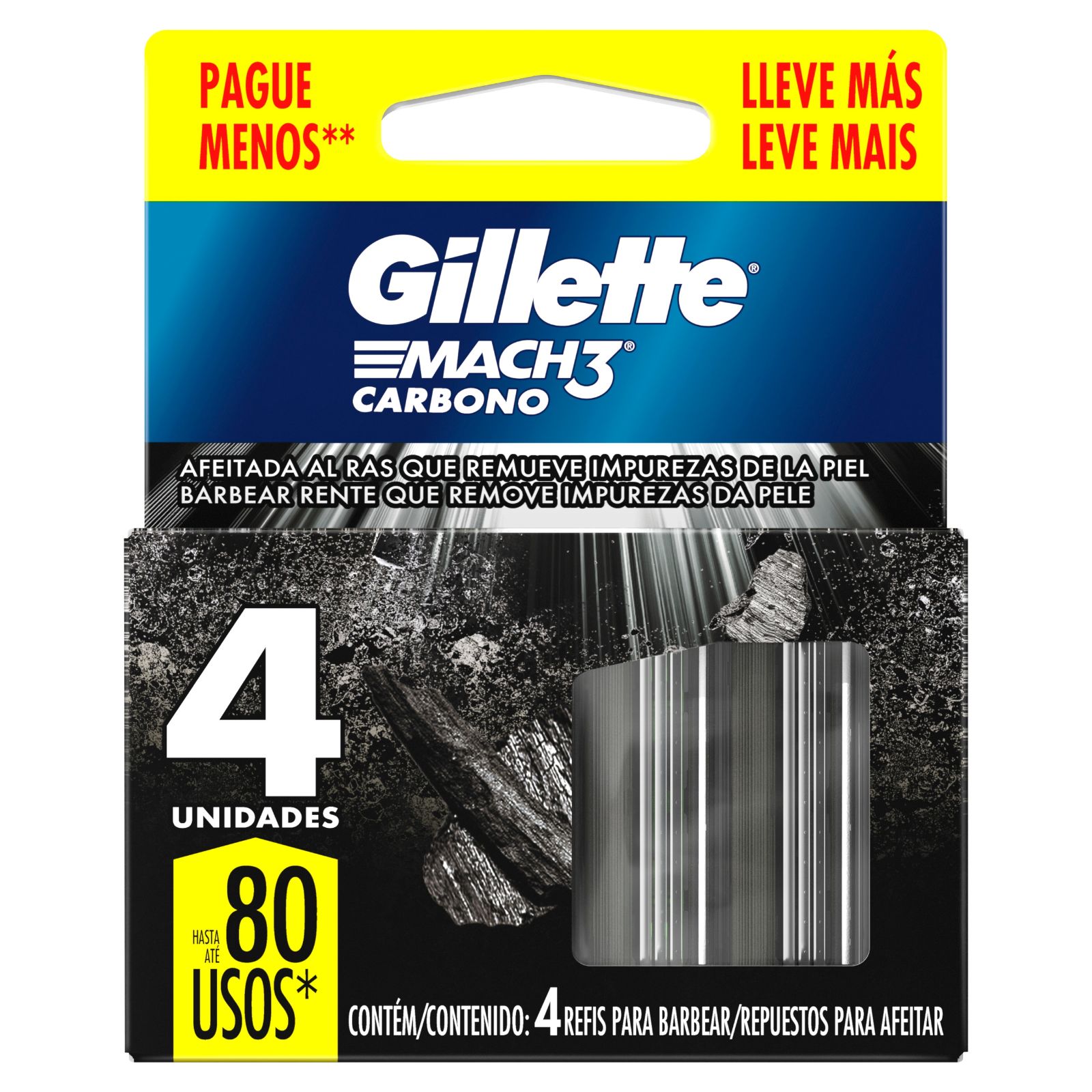 Gillette Mach3 Carbono Cartuchos x4 u. - 2