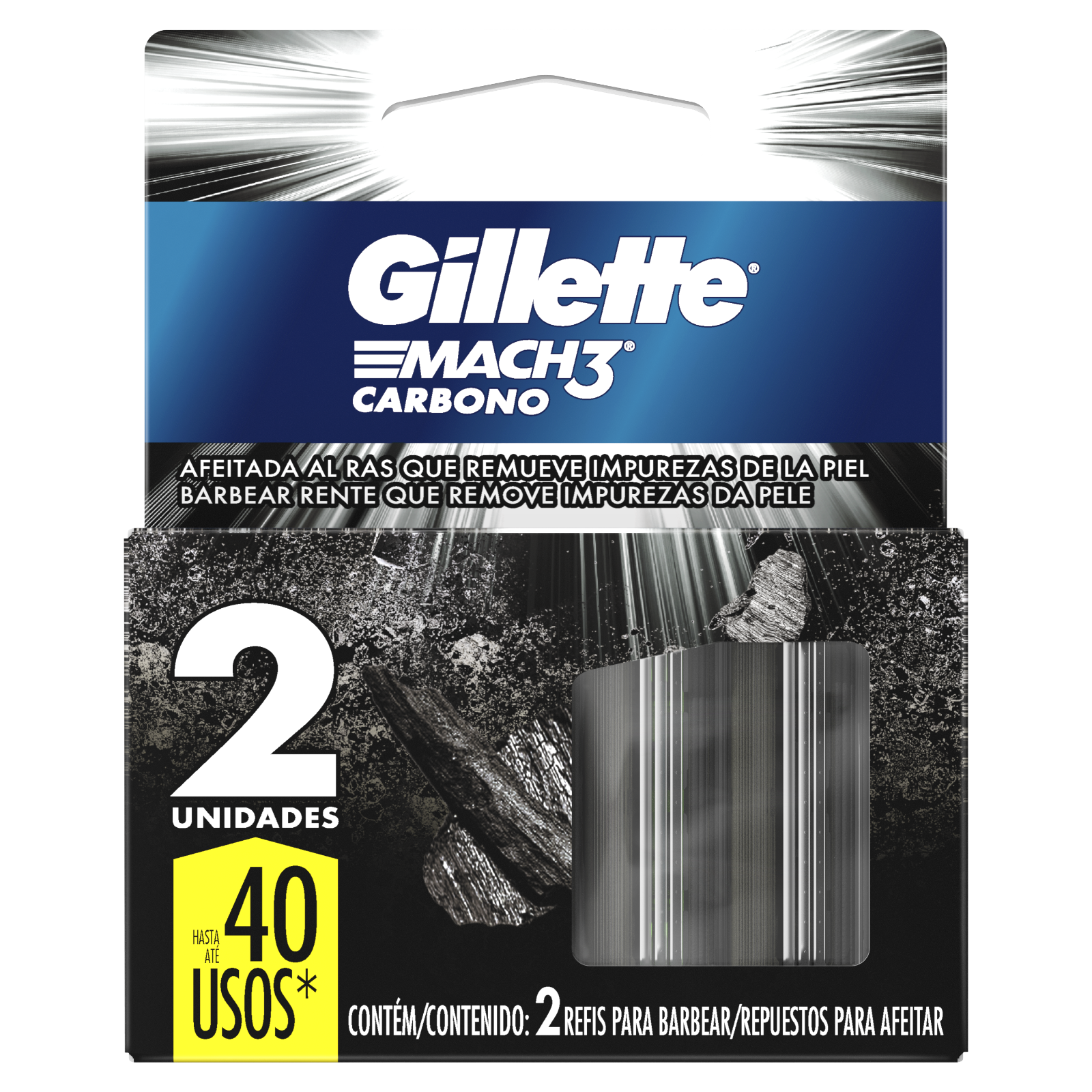 Gillette Mach3 Carbono Cartuchos x2 u. - 2