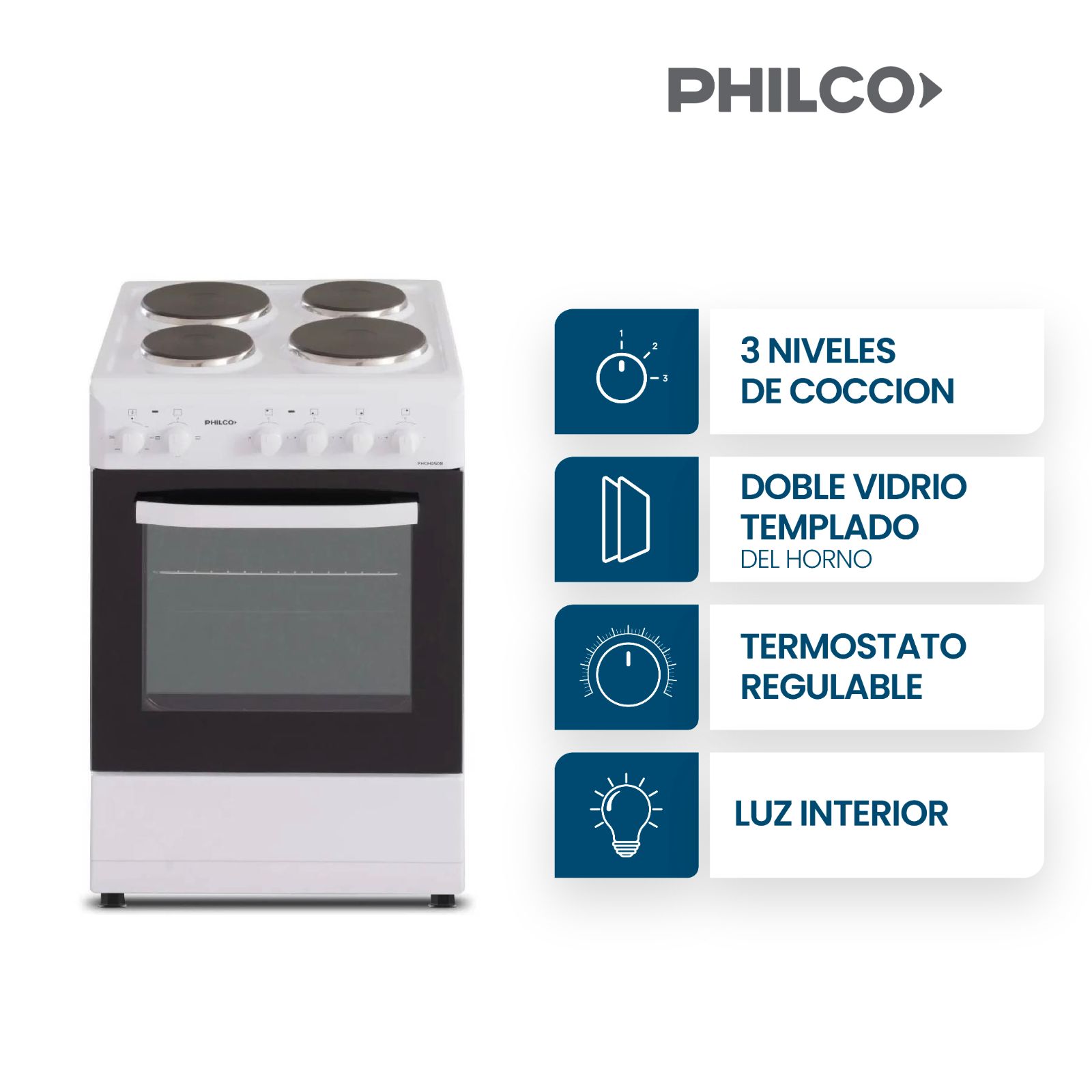 COCINA ELECTRICA 60CM PHILCO BLANCA