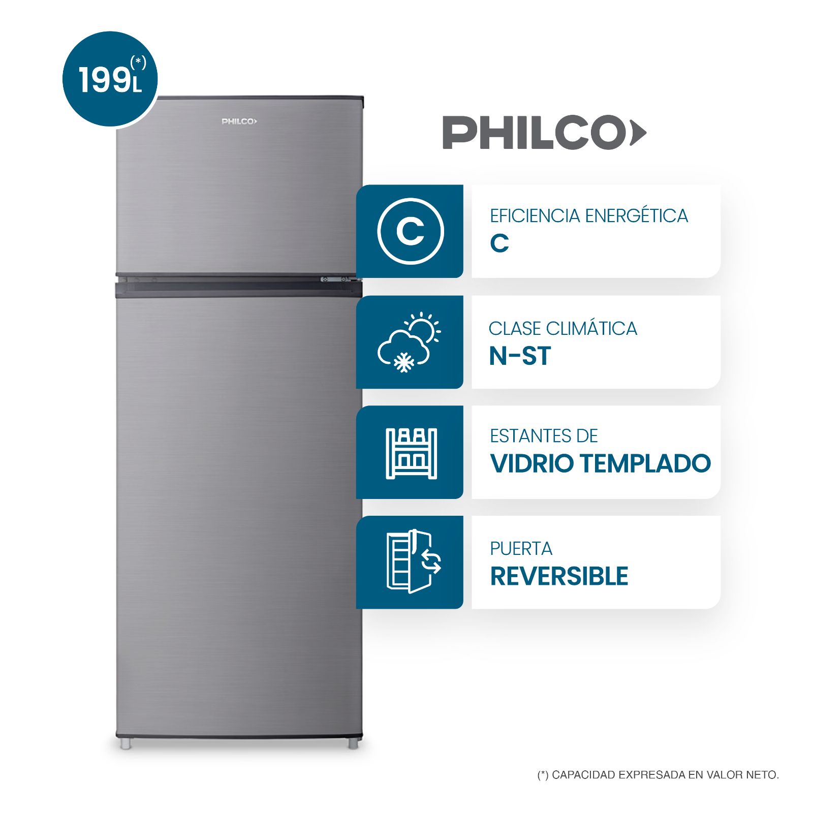 HELADERA CÍCLICA TOP MOUNT INOX PHILCO PHCT225X