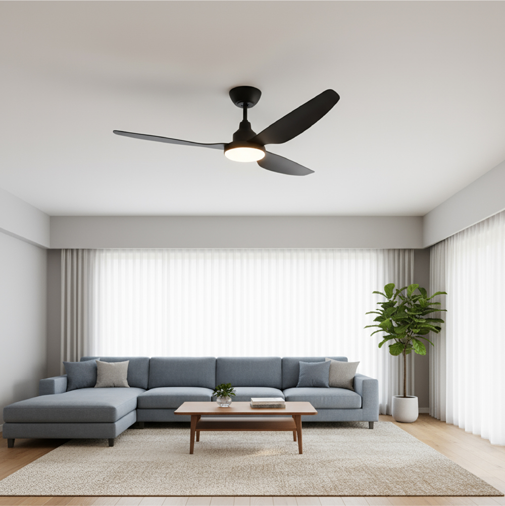 VENTILADOR DE TECHO 56" - CON LUZ - 3 ASPAS NEGRO Lifestyle