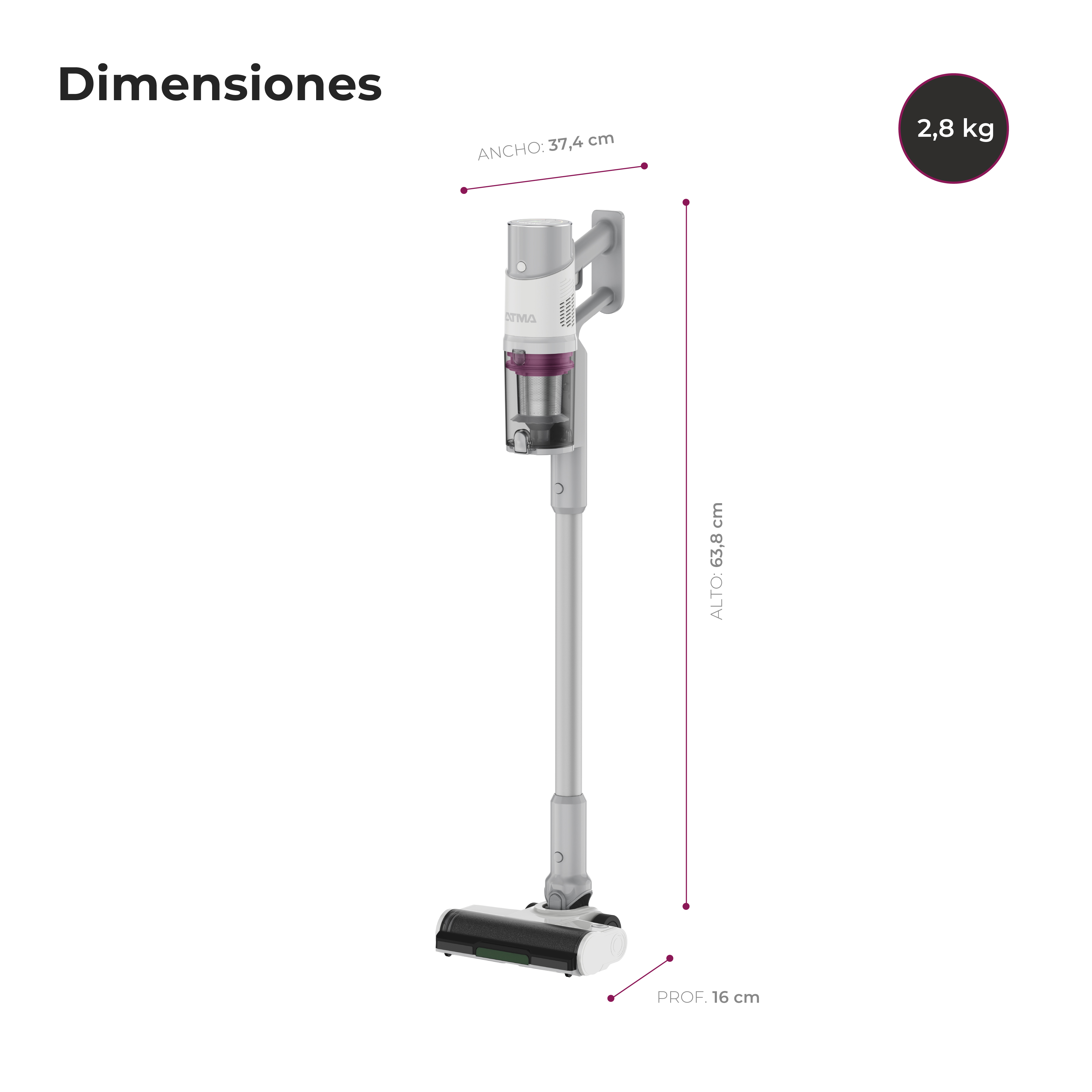 ASPIRADORA VERTICAL ATMA INALÁMBRICA 2 EN 1 - 2