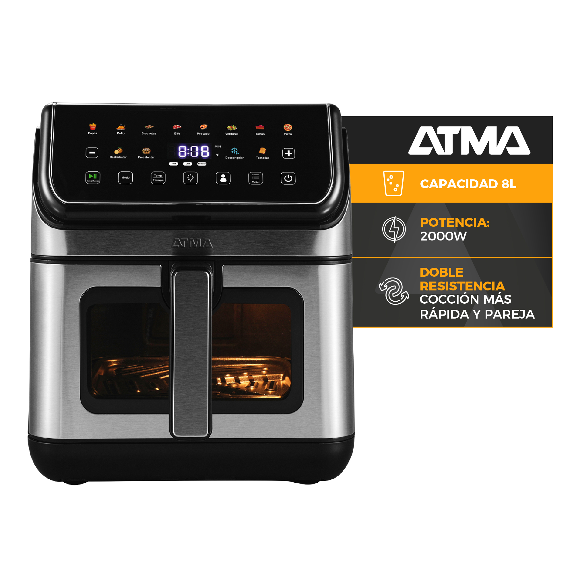 FREIDORA DE AIRE 8L ATMA INOX